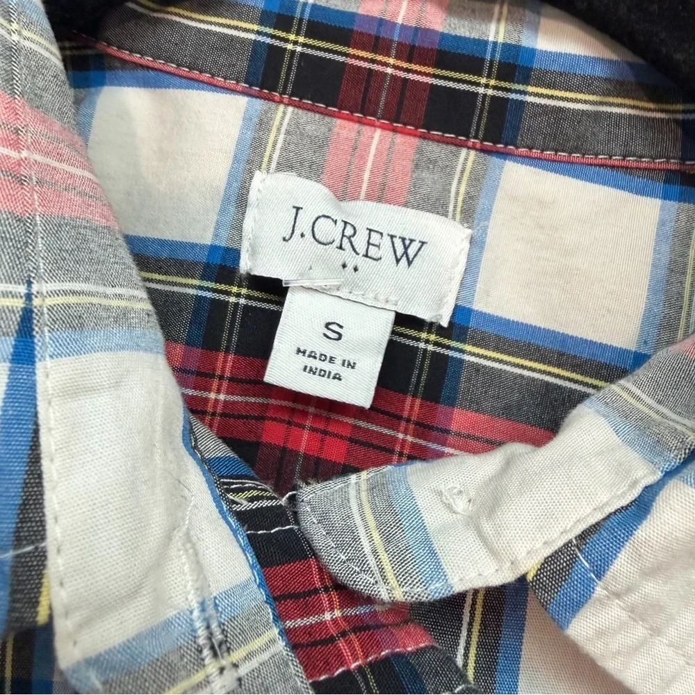 J Crew Puff-sleeve tartan button-up shirt Blouse Top Plaid Academia Preppy